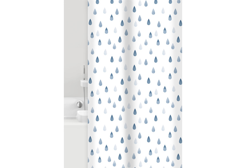 GRUND Duschvorhang Drops weiß/blau 180x200 cm