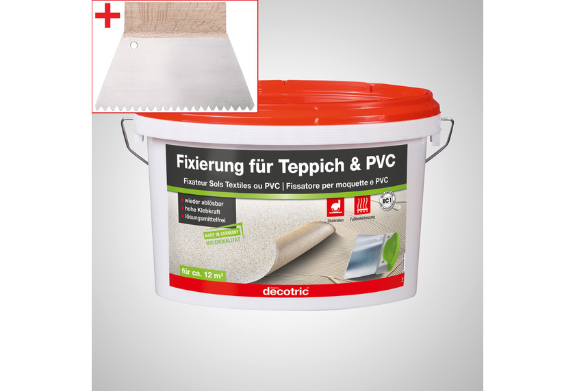 Skorpa Verlegeset für Teppichboden und Vinylboden - Dispersionskleber 3kg Fixierung + Zahnspachtel